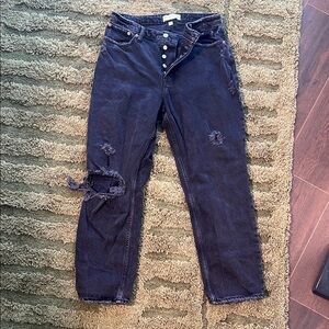 Abercrombie & Fitch The Dad high rise curve love black distressed Button Jeans
